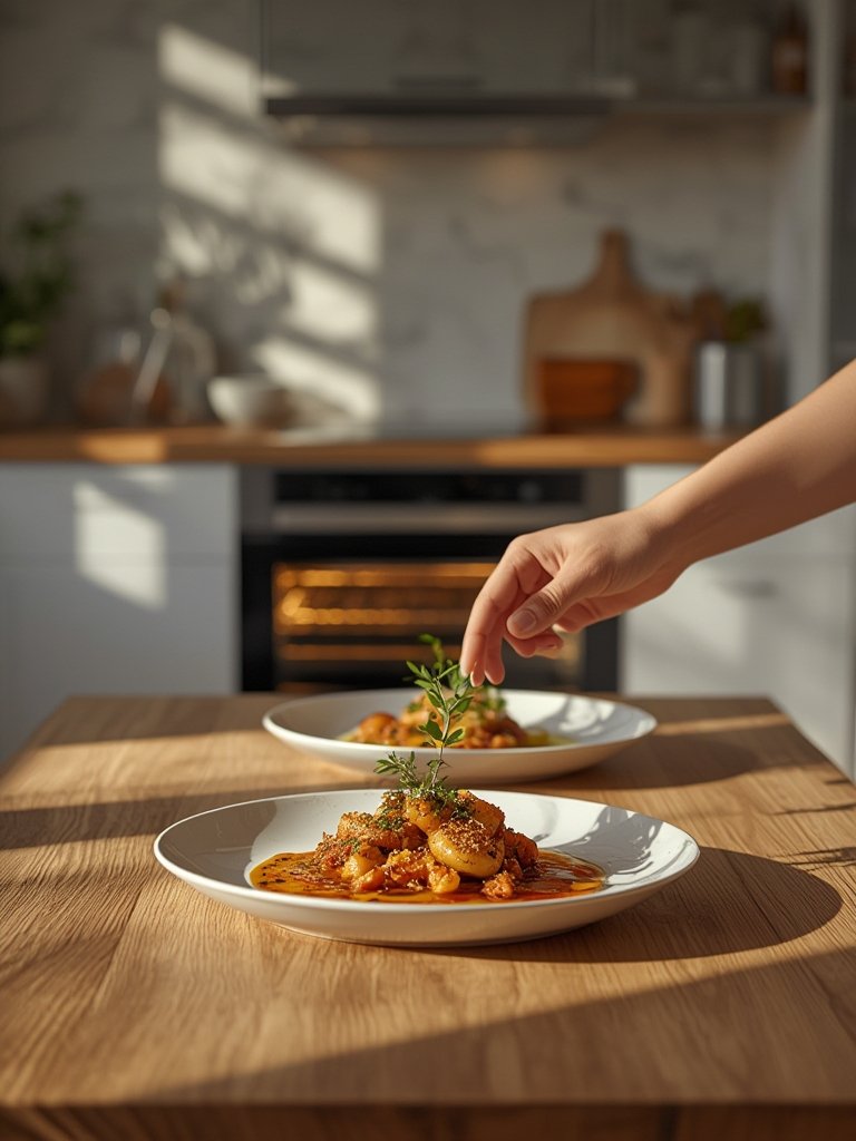 oven with built-in camera food recognition in use