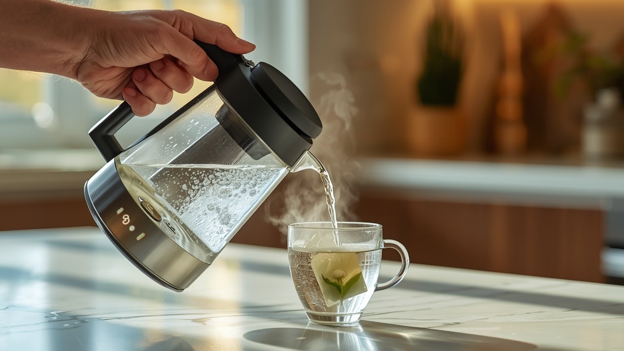 electric kettle in action