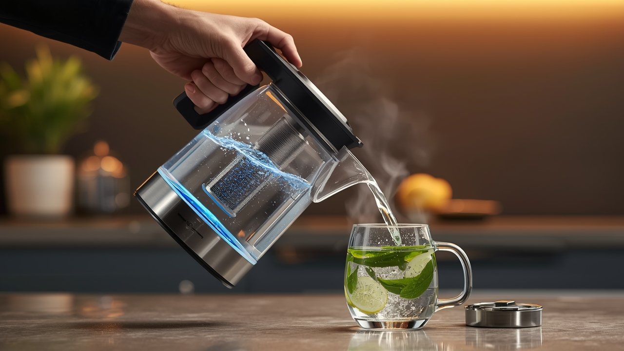 electric kettle in action