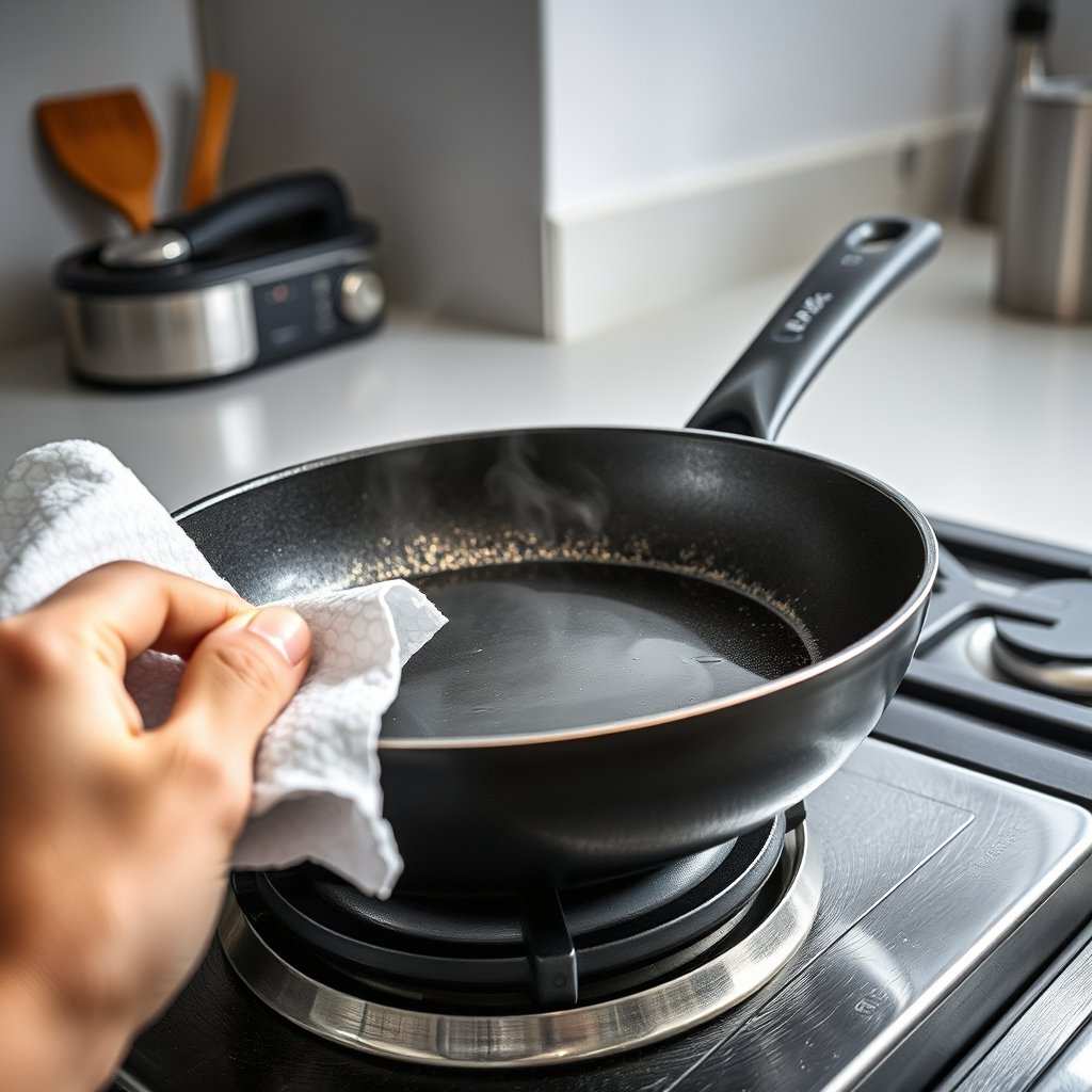 carbon steel pan close-up detail