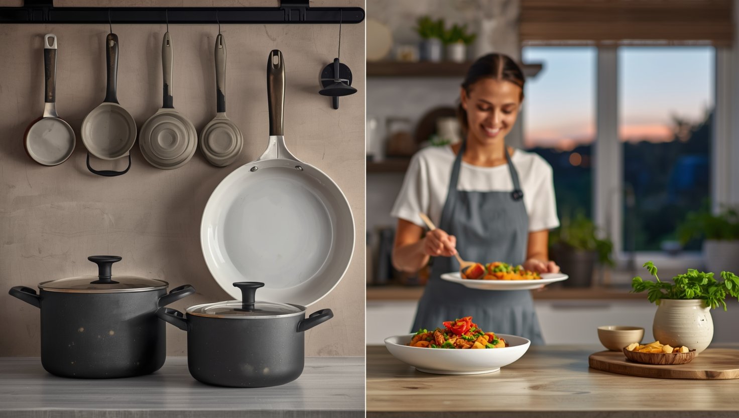 Ceramic Cookware Set: 7 Best Ways to Improve Cooking (Proven Guide) 3 ceramic cookware set in a modern kitchen setting