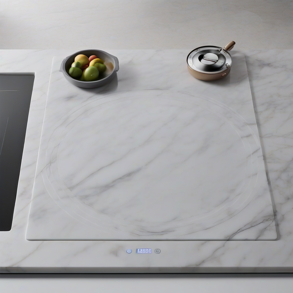 flush mount induction cooktop hidden under stone countertop