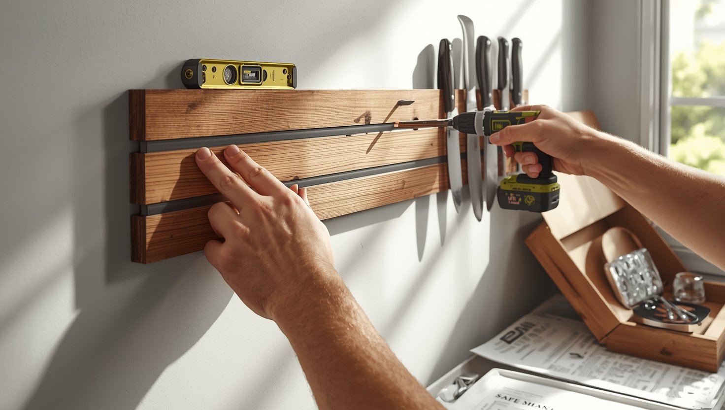 Magnetic Knife Strip Wall: 7 Amazing Ways to Organize Your Kitchen (Proven Guide) 2 magnetic knife strip wall close-up detail