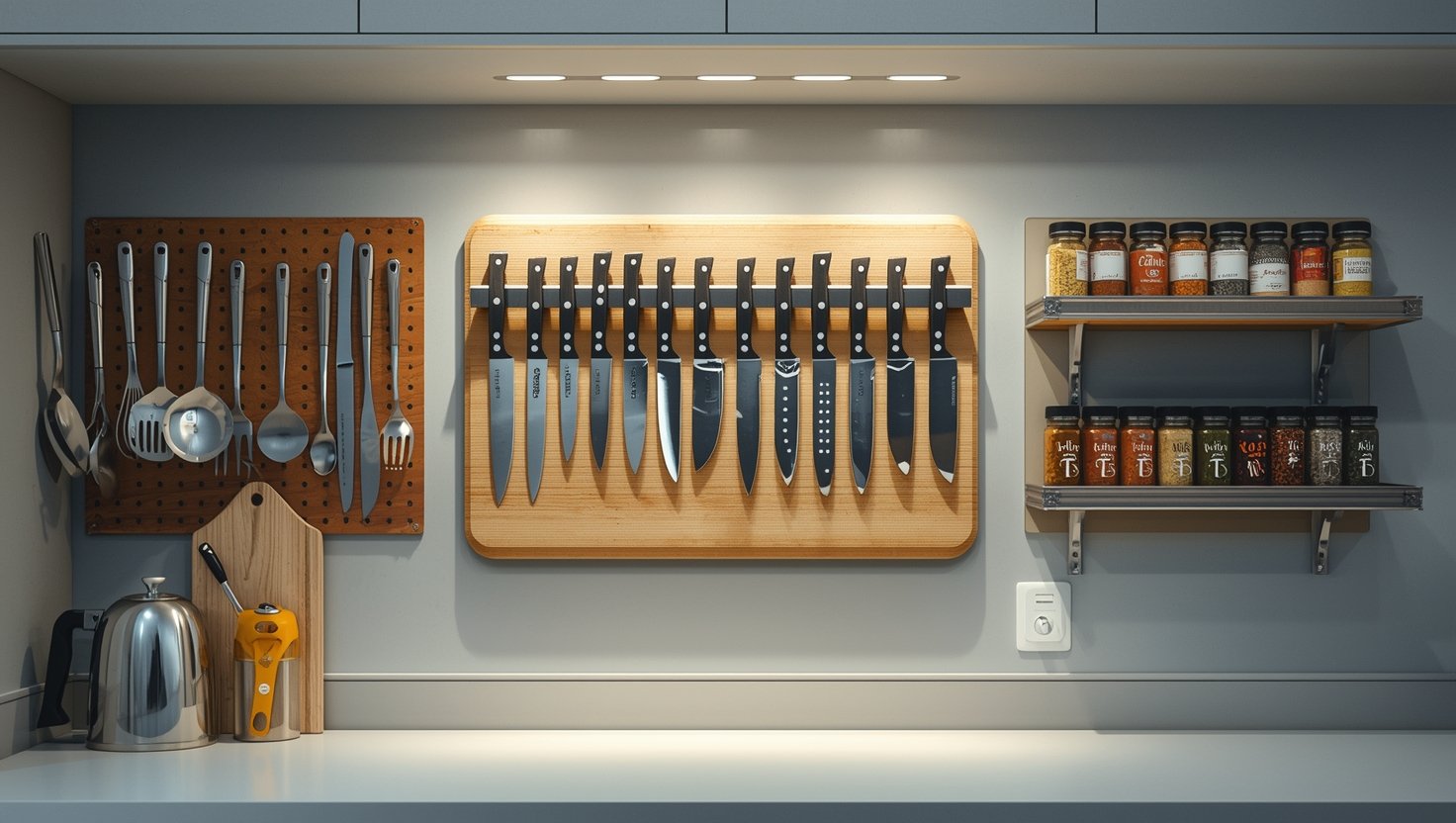 Magnetic Knife Strip Wall: 7 Amazing Ways to Organize Your Kitchen (Proven Guide) 3 magnetic knife strip wall in a modern kitchen setting