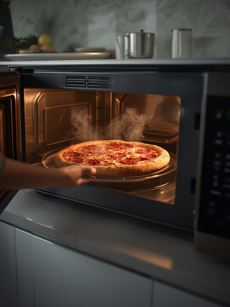 countertop microwave in action