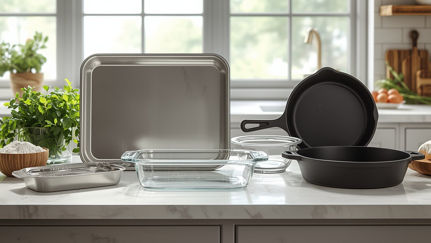 non toxic bakeware on a modern kitchen countertop