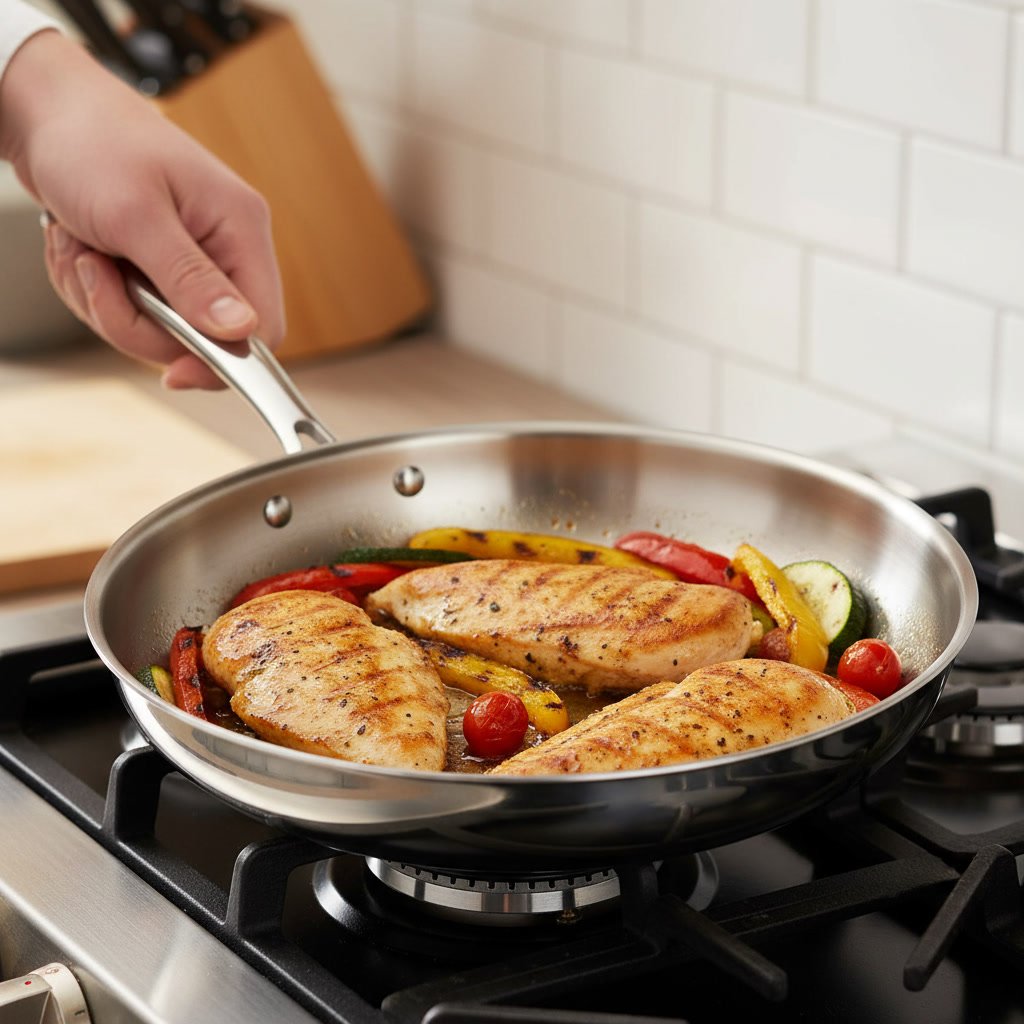 frying pan in action