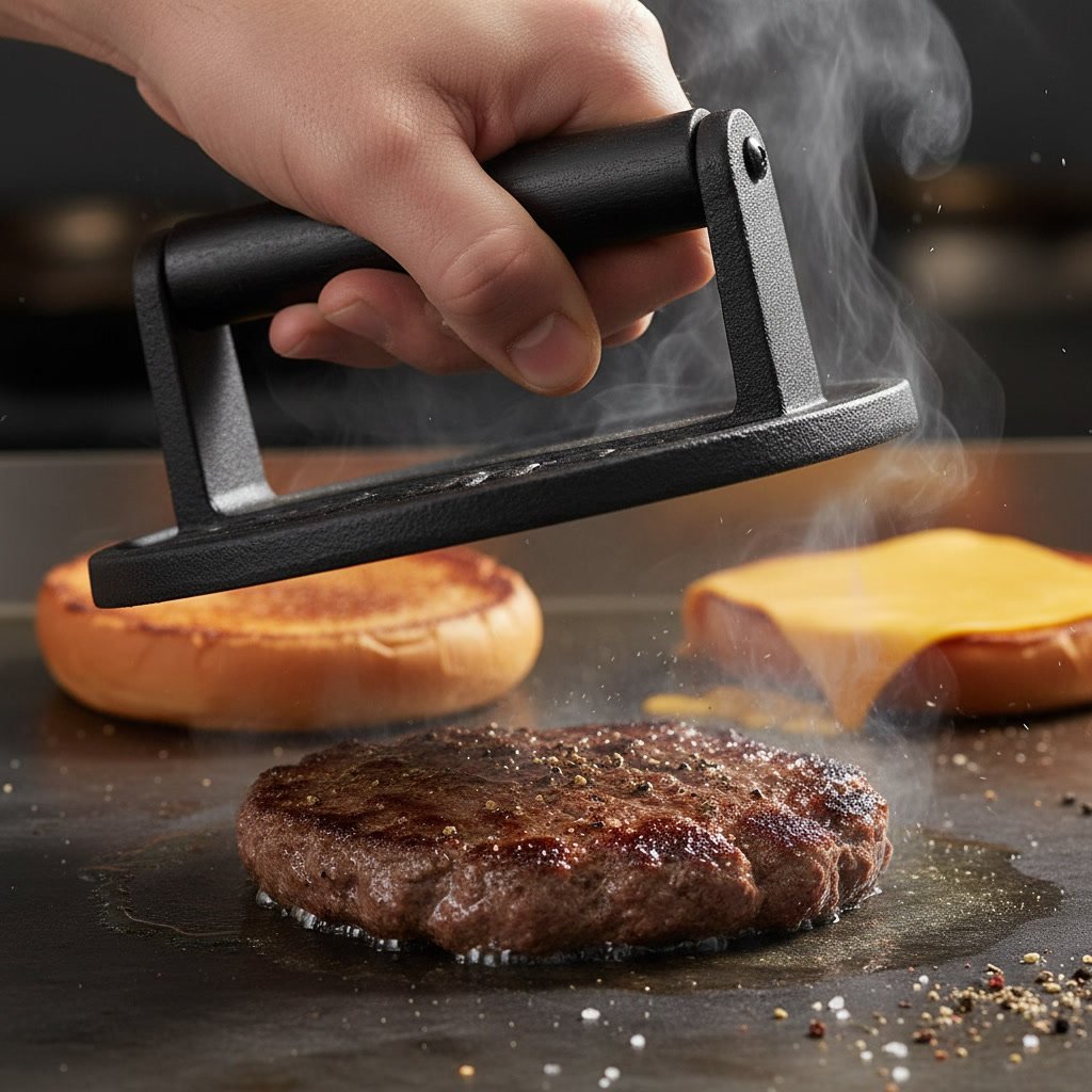 burger press in action