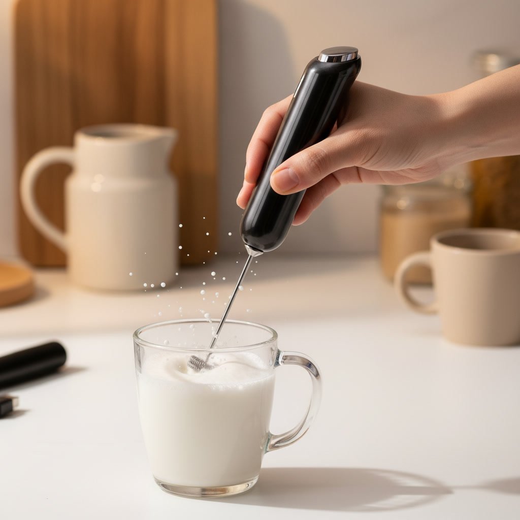 milk frother in action