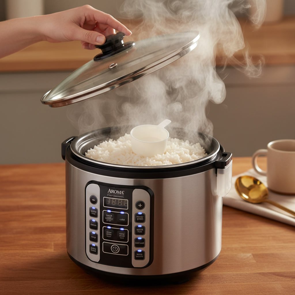 rice cooker in action