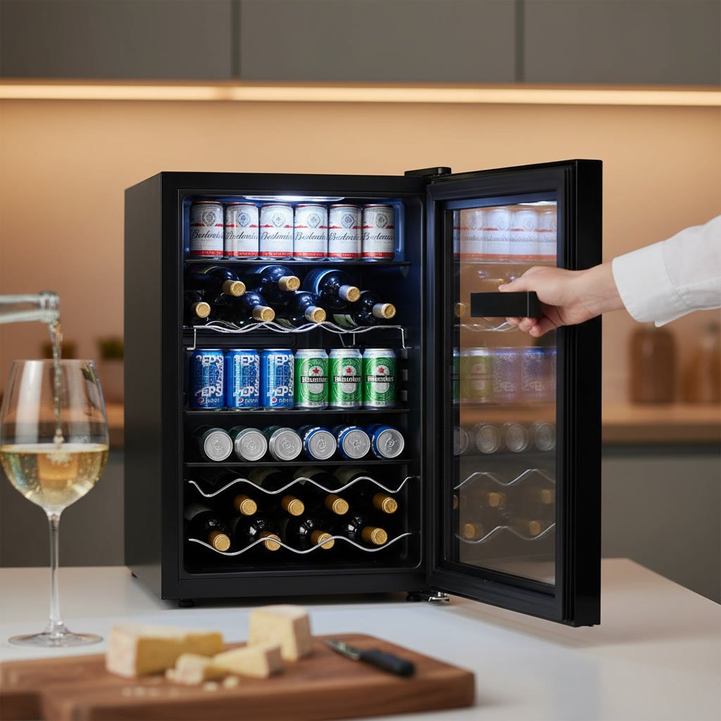 wine fridge in action