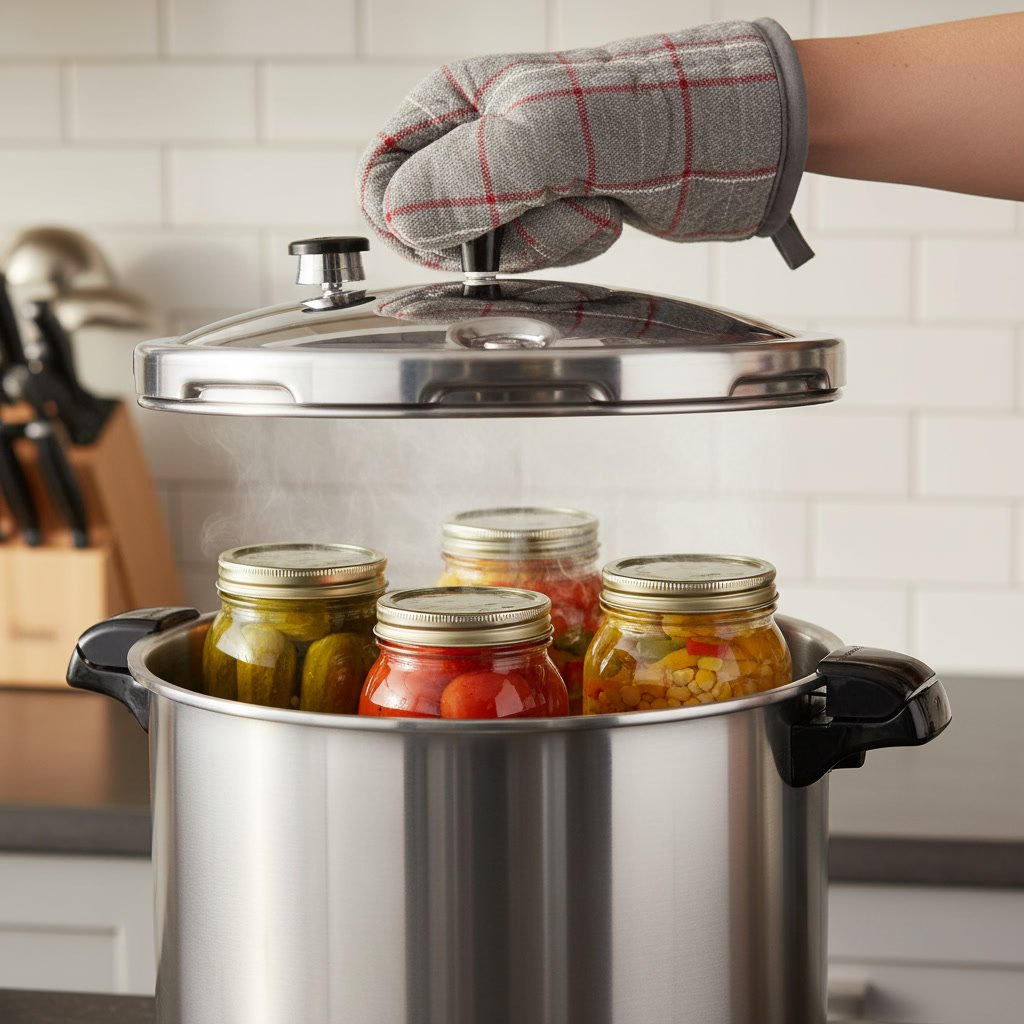 pressure canner in action