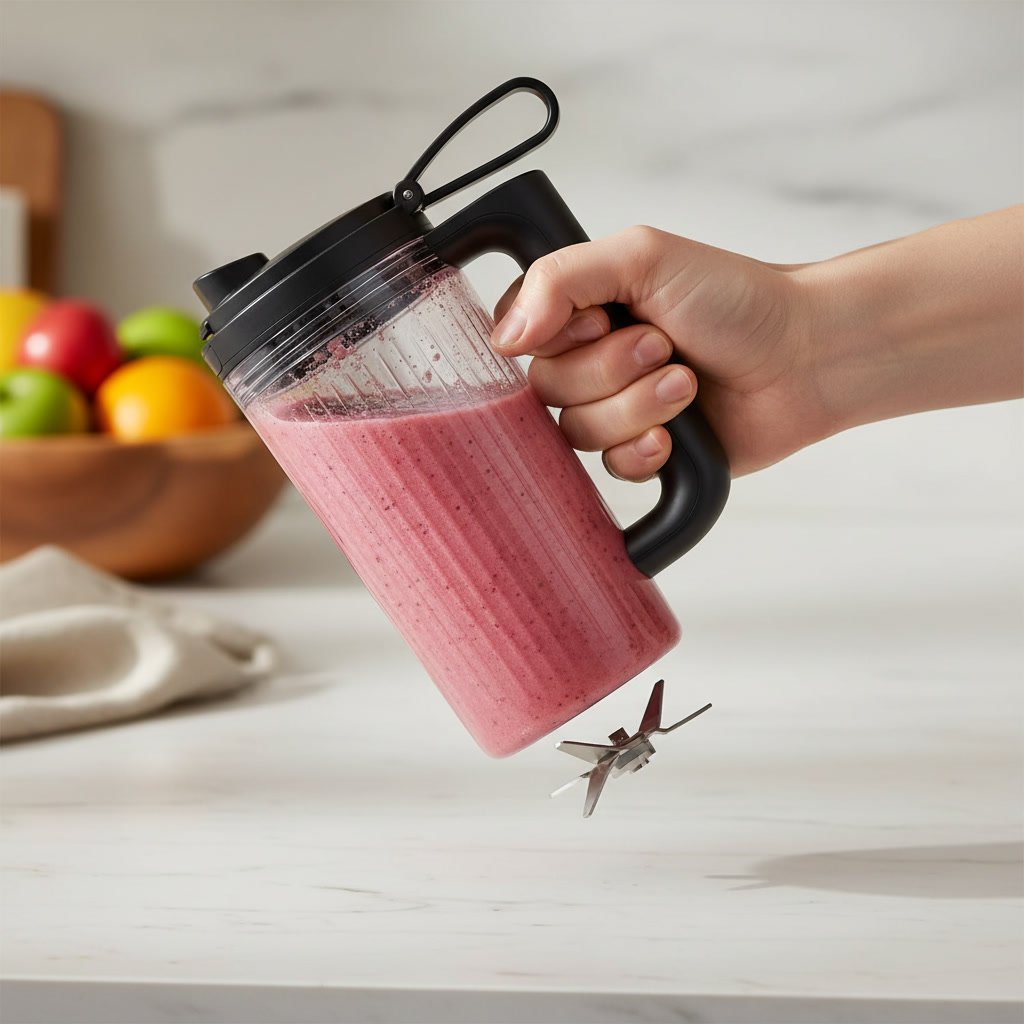 portable blender in action