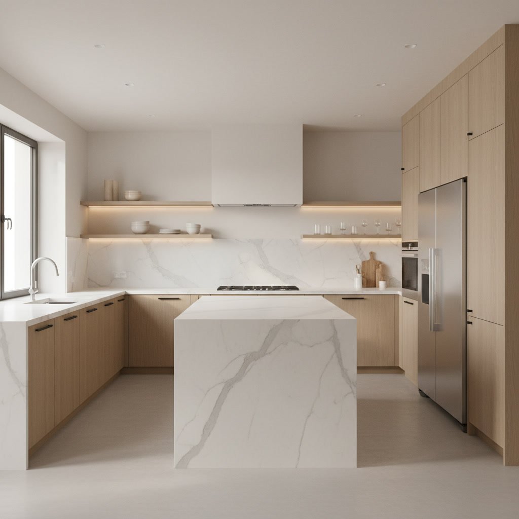 stackable shelf risers kitchen on a modern kitchen countertop