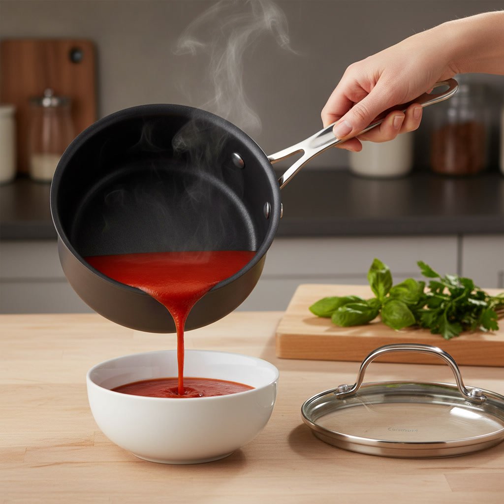 nonstick saucepan in action