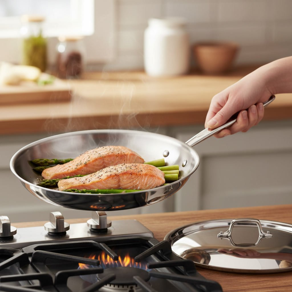 frying pan in action