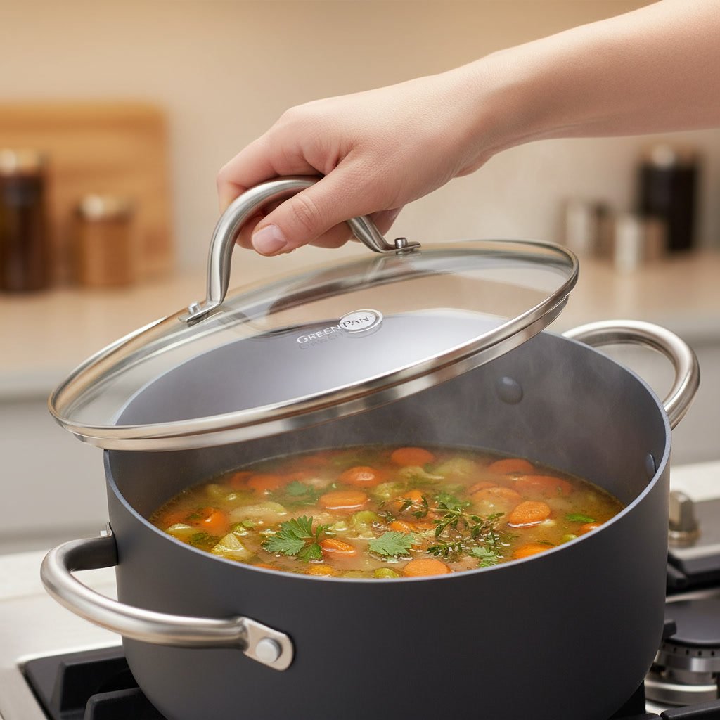 nonstick stockpot in action