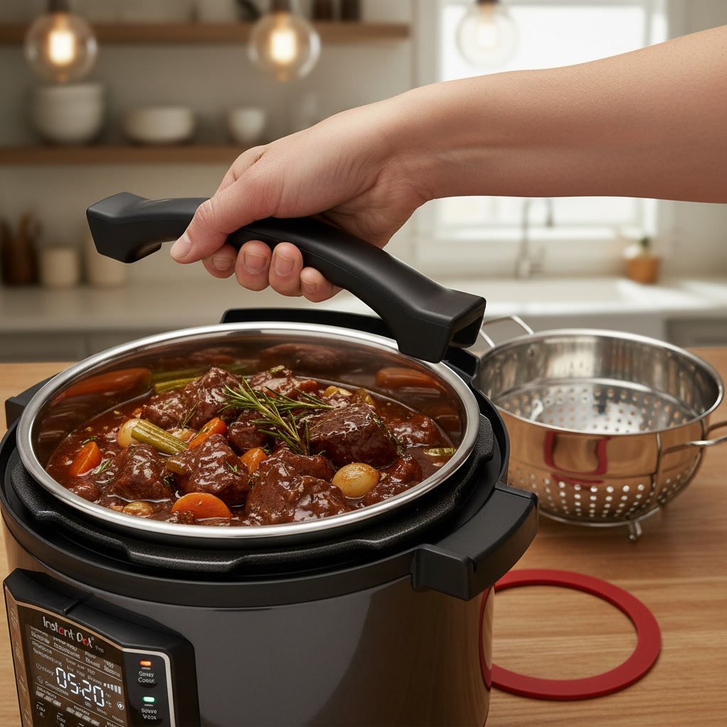 pressure cooker in action