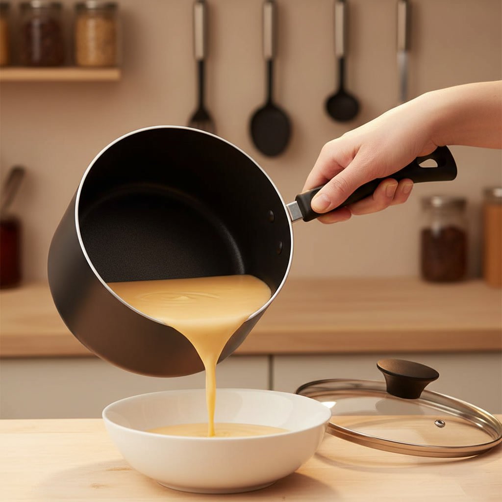 nonstick saucepan in action