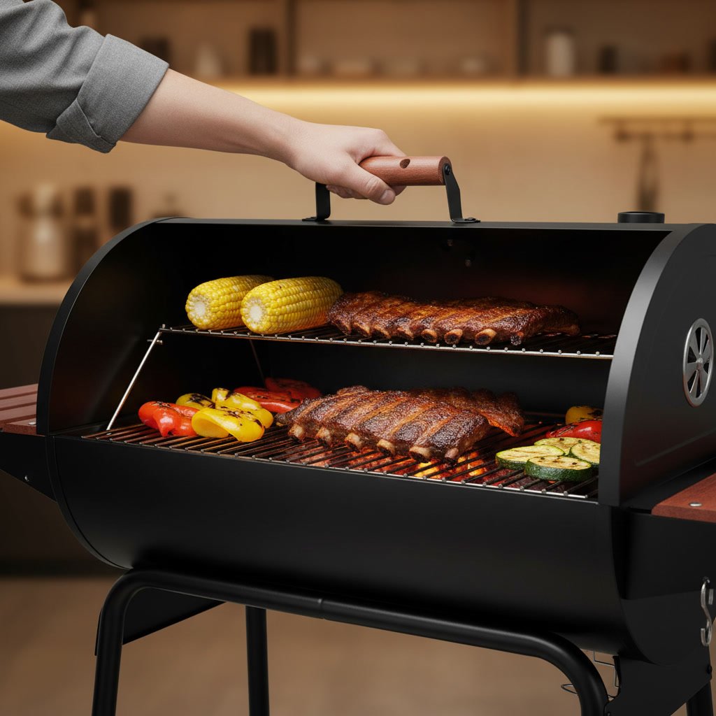 charcoal grill in action