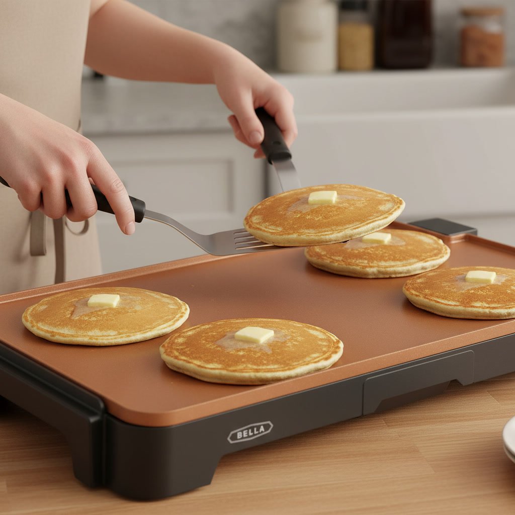 electric griddle in action