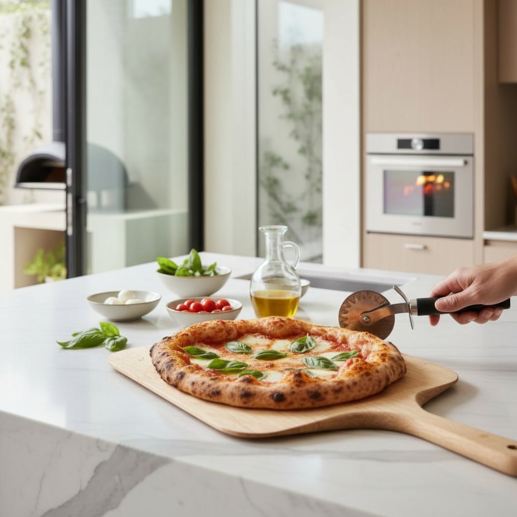 outdoor pizza oven home in a modern kitchen setting