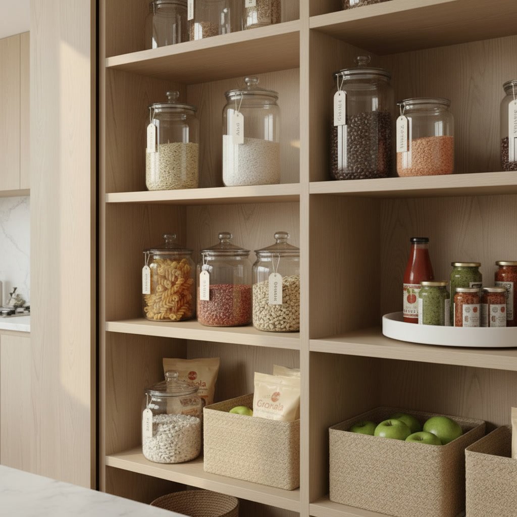 pantry organization ideas in a modern kitchen setting