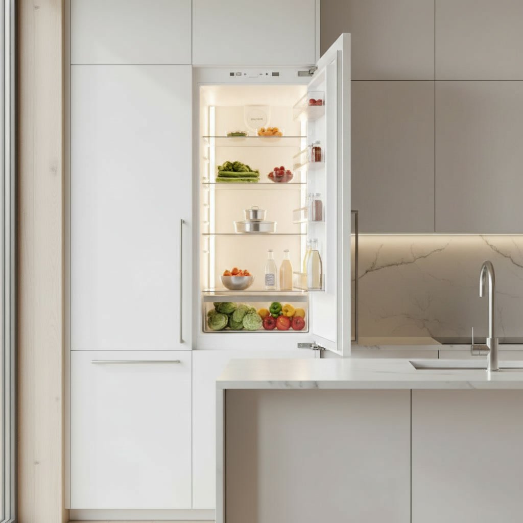 panel ready refrigerator in a modern kitchen setting