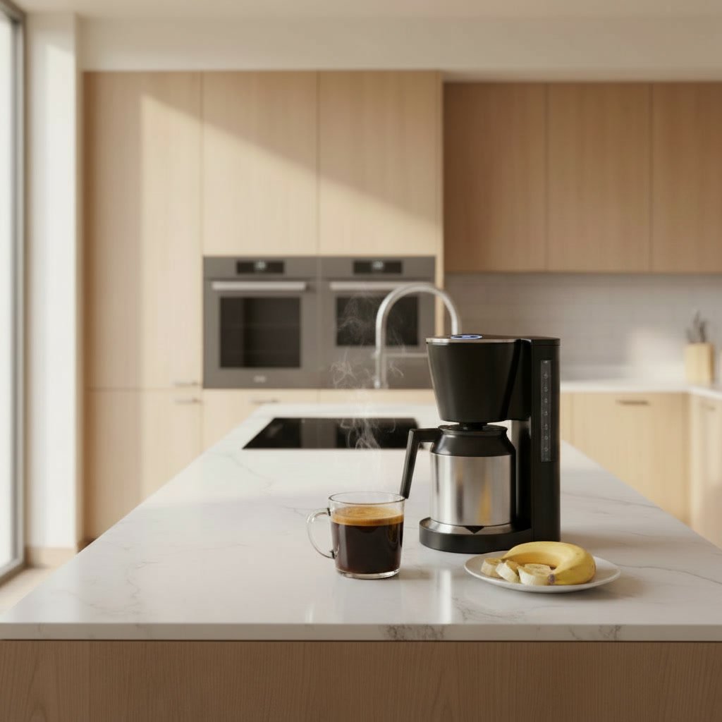 Bosch Alexa coffee maker in a modern kitchen setting