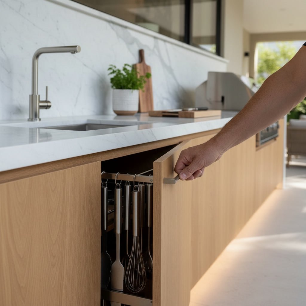 modular outdoor kitchen close-up detail
