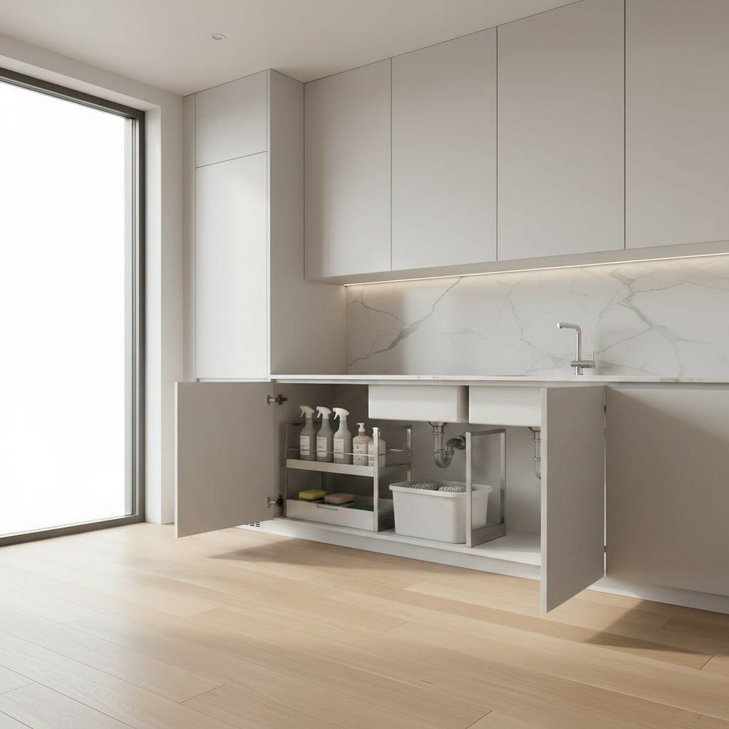 under sink organizer close-up detail