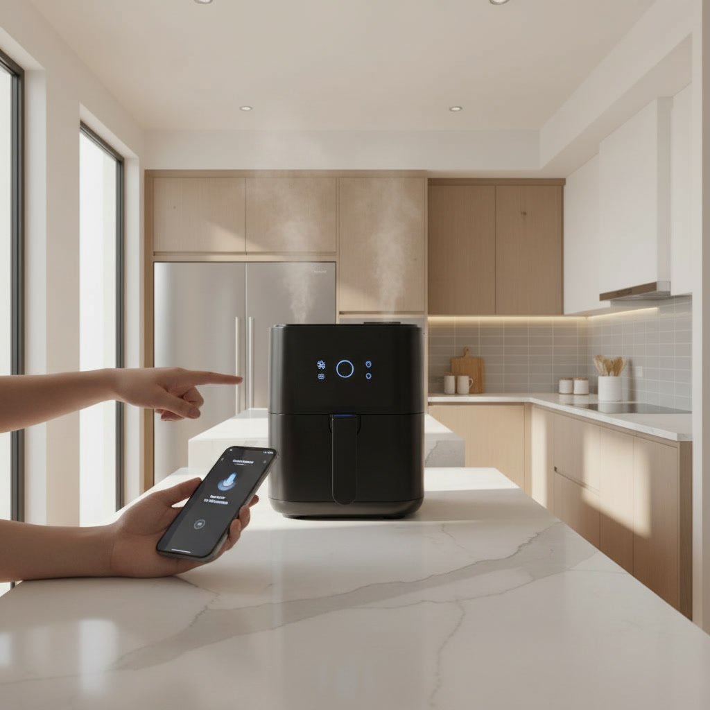 voice controlled air fryer close-up detail