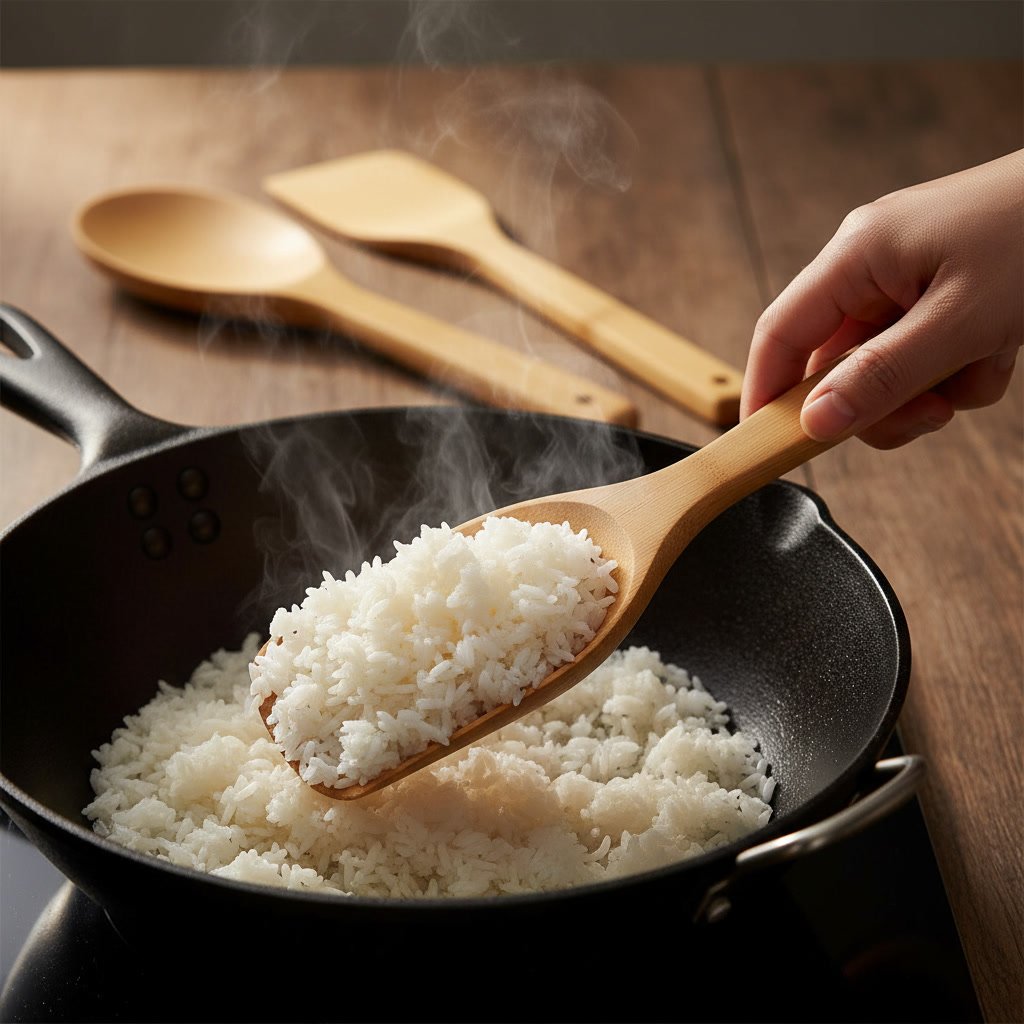 IMUSA Bamboo Spoon Set in action