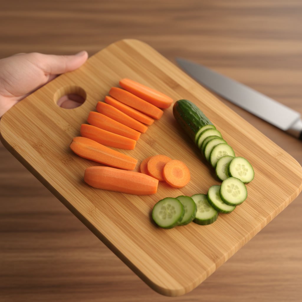Freshware Bamboo Cutting Board Set of 3 in action