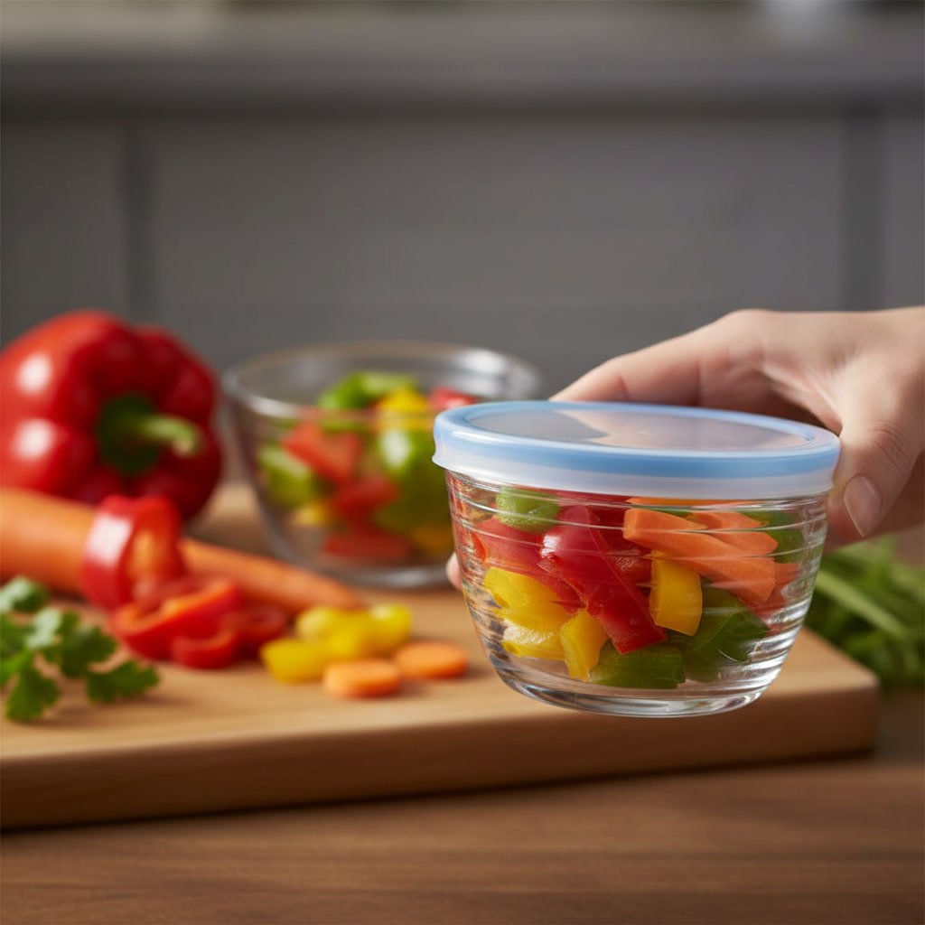 glass prep bowls in action