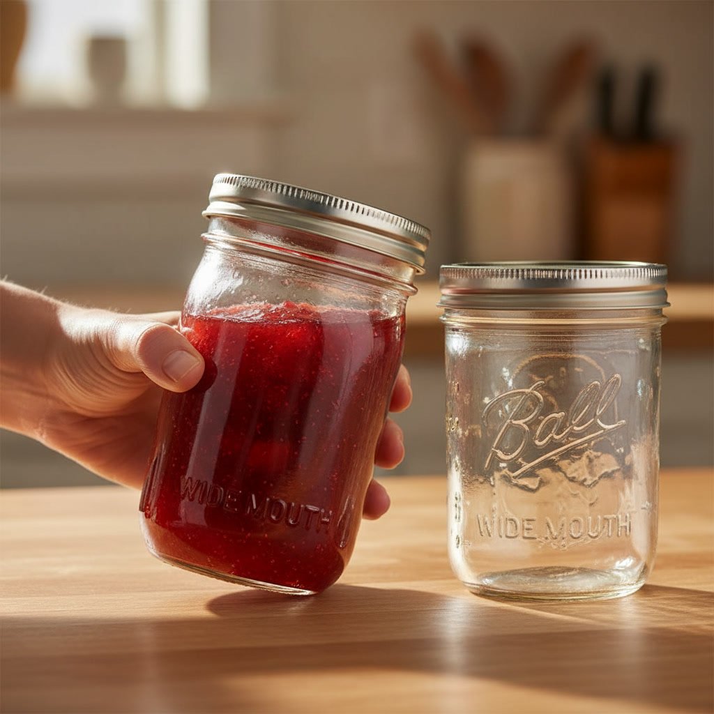 Ball wide mouth pint jar in action