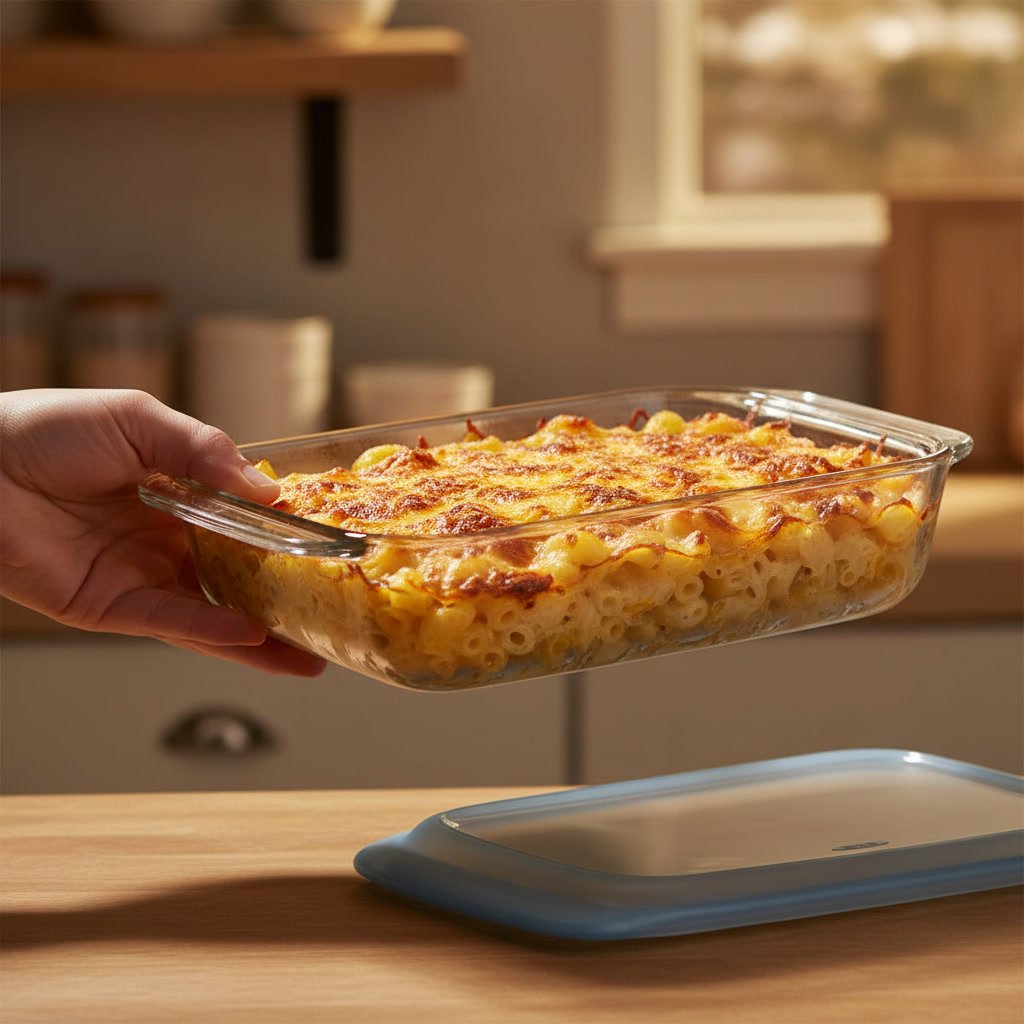 OXO Good Grips 9x13 Glass Baking Dish in action
