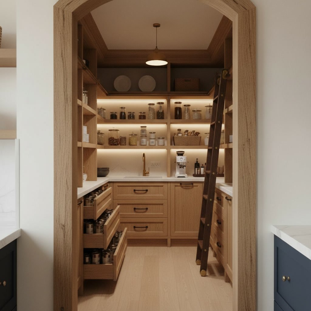 walk in pantry ideas 2026 in a modern kitchen setting
