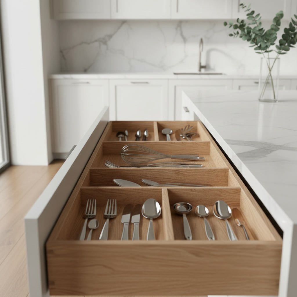 kitchen drawer dividers close-up detail