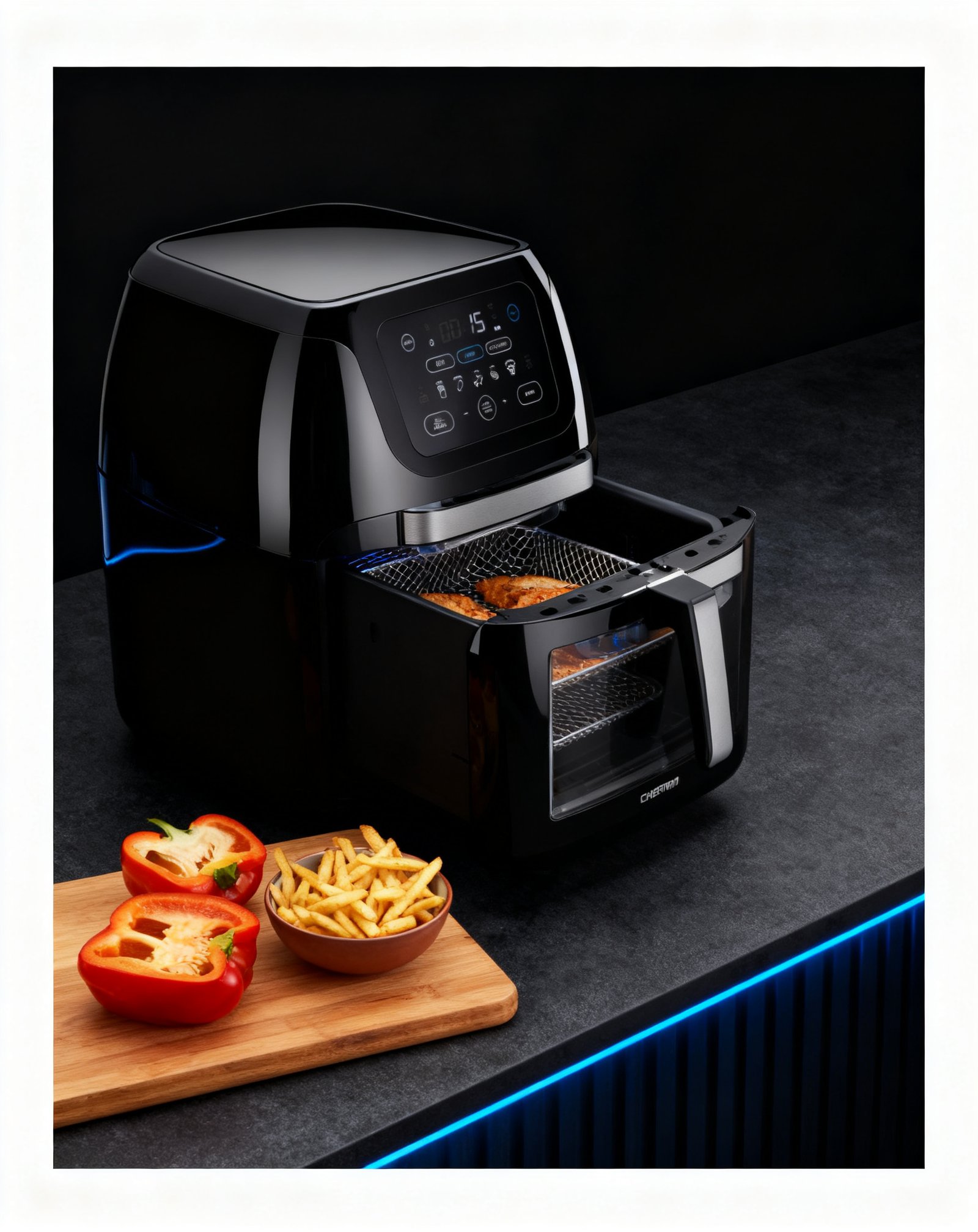 voice controlled air fryer 2026 in a modern kitchen setting