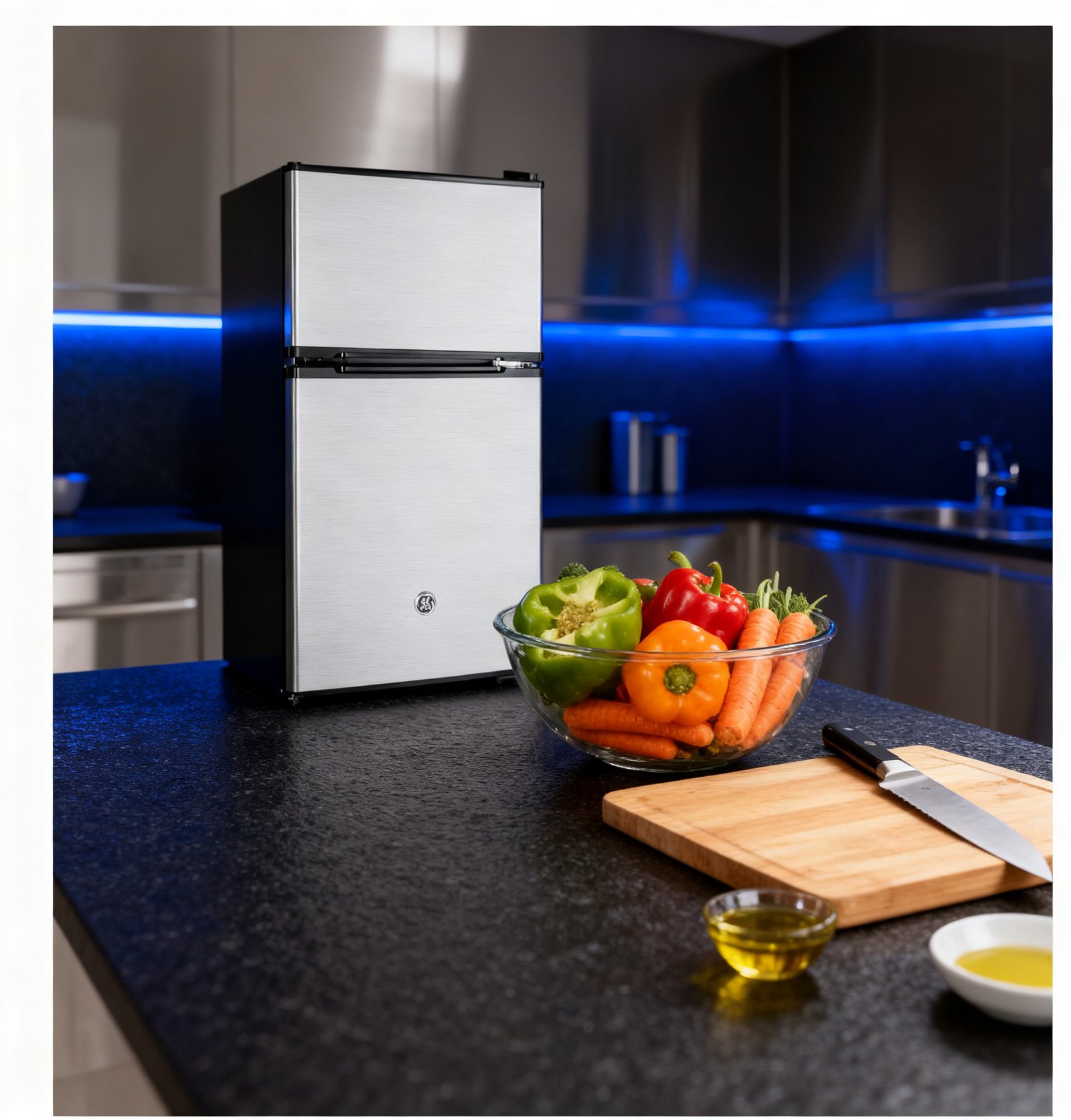 ge profile kitchen assistant fridge in a modern kitchen setting